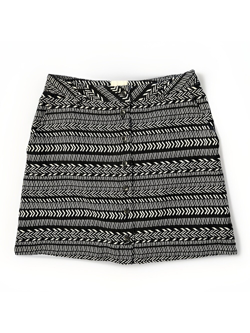 Maeve Fieldnotes Mini Skirt Size 10 A-Line Button Front Pockets Stripe Boho Mod